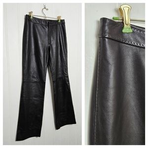 Teddy's Leather Pants Womens Dark Brown Wide Leg Trousers Chocolate
